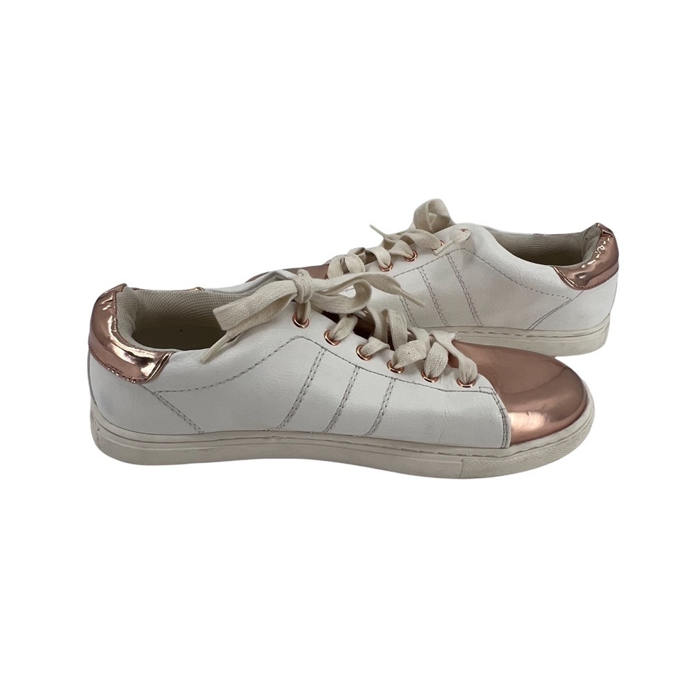 Dunnes White Rose Gold Cap Toe Lace Up Sneakers Size 5 Women's